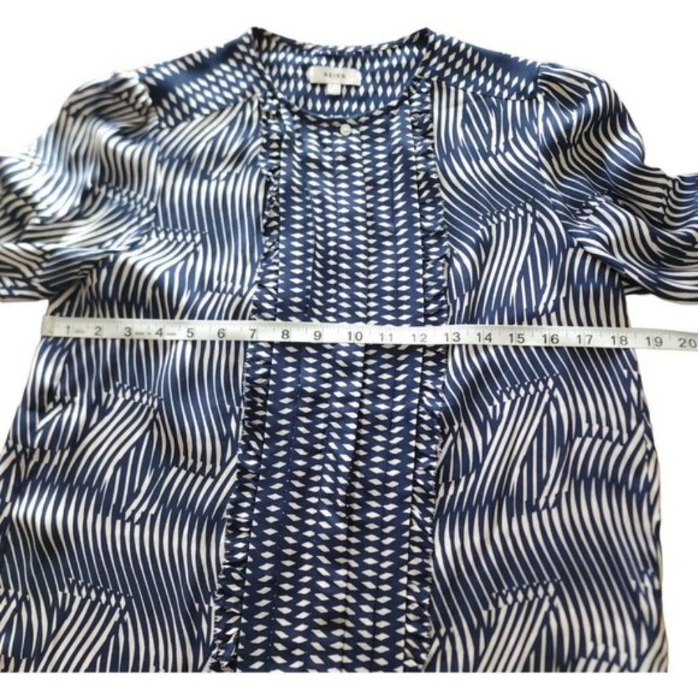 REISS blue and white long sleeve blouse - Picture 8 of 12